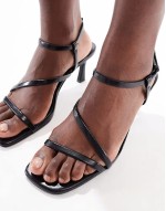 strappy heeled sandals in black