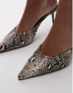 Dill ruched slip on mid heeled shoes in snake print