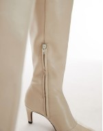 Sutton premium leather knee high heeled boots in buttermilk