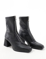 zip front ankle boot in black