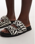 Agent sandals with studded buckles straps in zebra