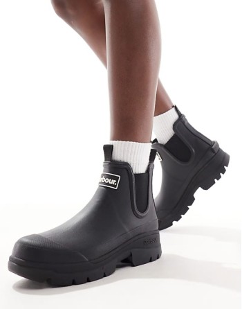 Nimbus chunky wellington boots in black exclusive to asos