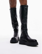 Rolo knee high textured sole boot in black