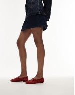 mesh floral detail ballet pump in red