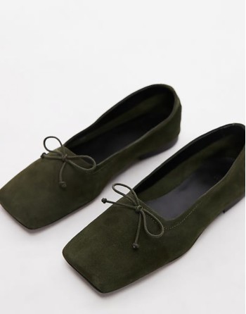Lotus premium suede ballets in khaki