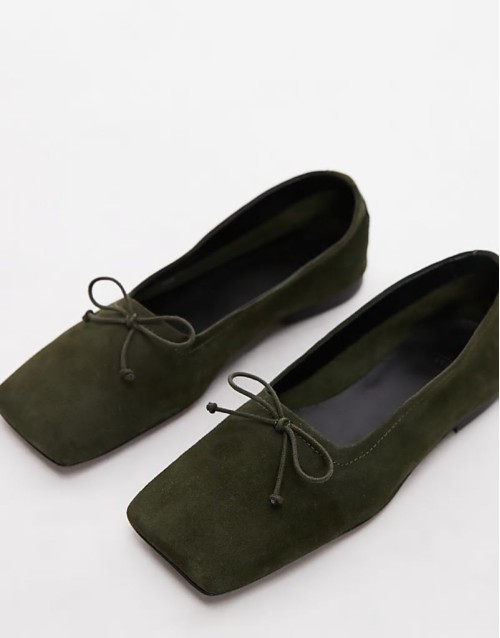 Lotus premium suede ballets in khaki
