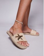 Sandal with Starfish in Natural Raffia