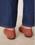 Lysandra suede high-vamp ballets in rust weave