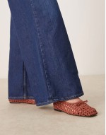 Lysandra suede high-vamp ballets in rust weave