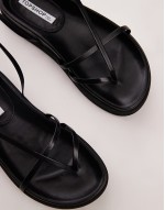 Julia premium leather minimal strappy sandals in black