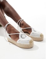 crotchet flat espadrilles in cream