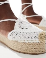 crotchet flat espadrilles in cream