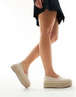 Wide fit Journal flatform espadrilles in cream