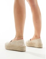 Wide fit Journal flatform espadrilles in cream