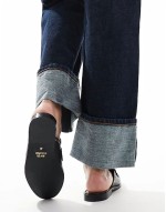 studded backless loafers in black