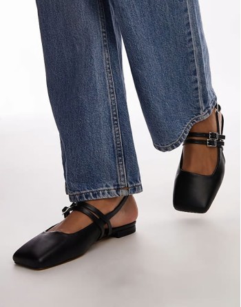 Alicia sling back ballet flats with buckle detail in black