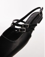 Alicia sling back ballet flats with buckle detail in black