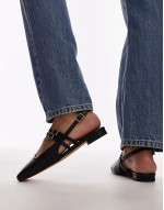 Alicia sling back ballet flats with buckle detail in black