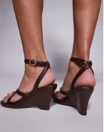 Trixie strappy heeled wedges in brown